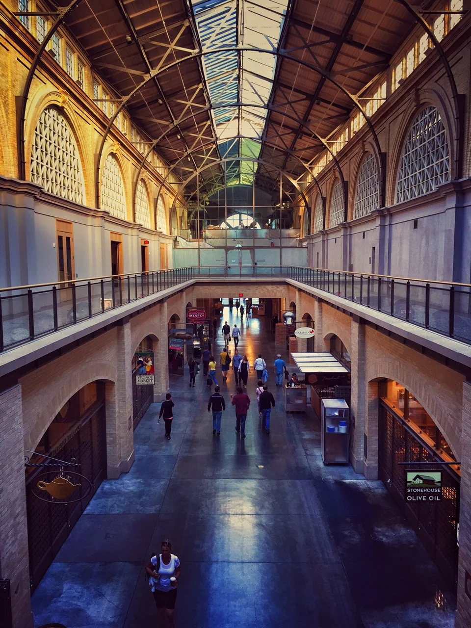 looking down from the 2nd floor of the ferry building