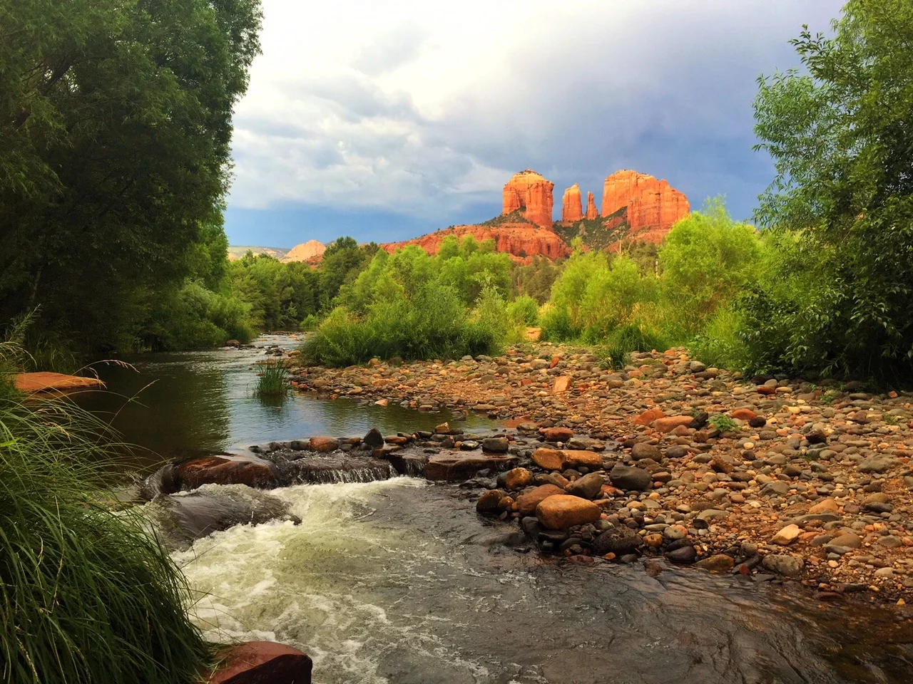staring at cathedral rock in sedona, az