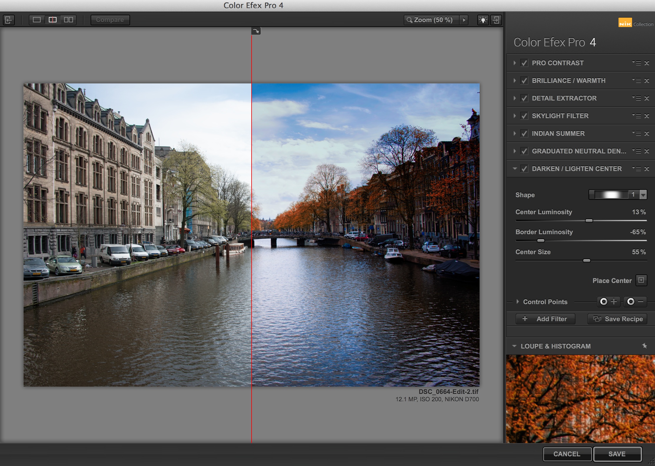 here's a split screen to show before and after (click to enlarge)
