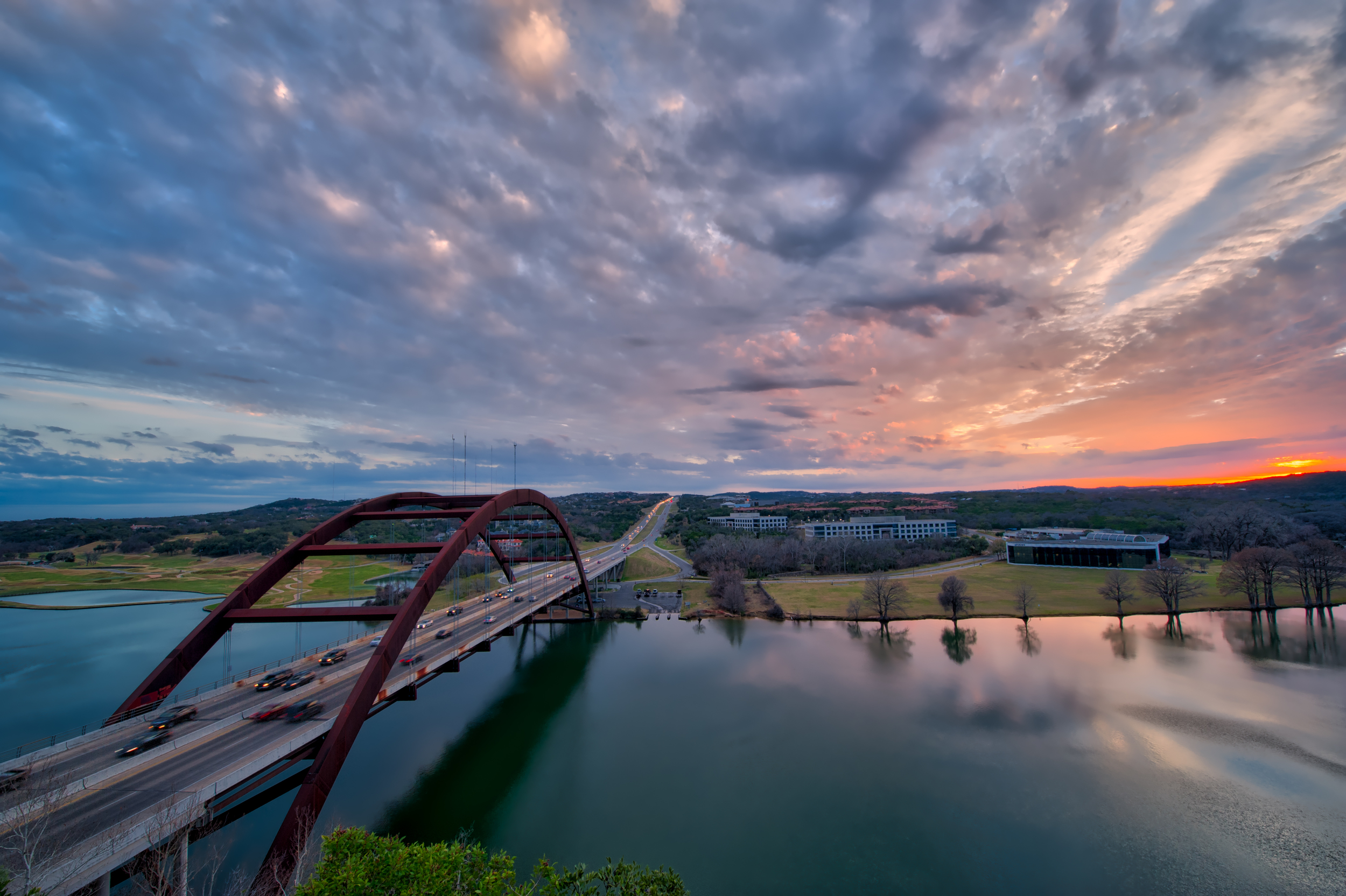 Sunset over the Loop 360 Bridge in Austin, TX