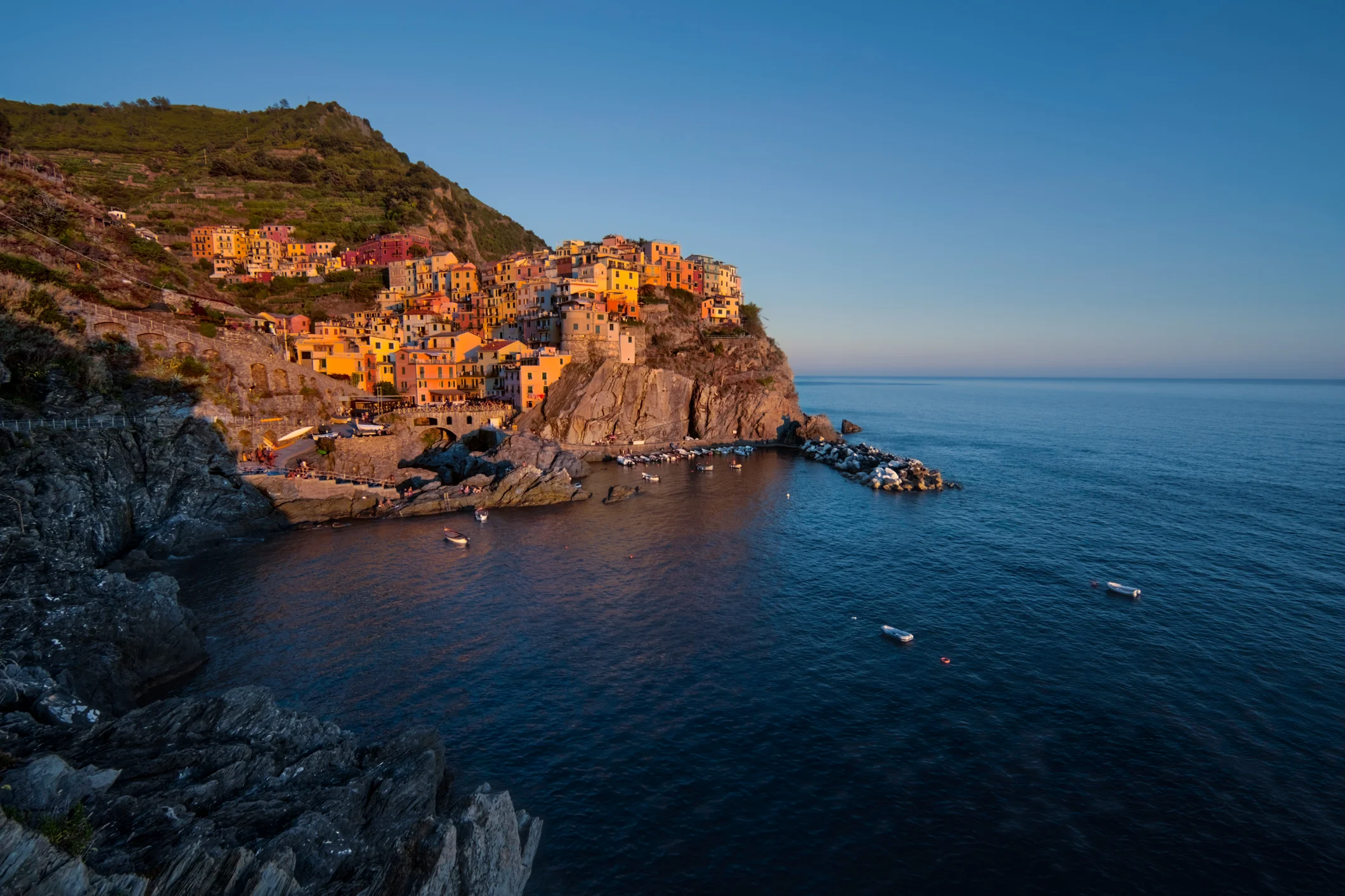 Looking down on Manarola during a lovely golden hour