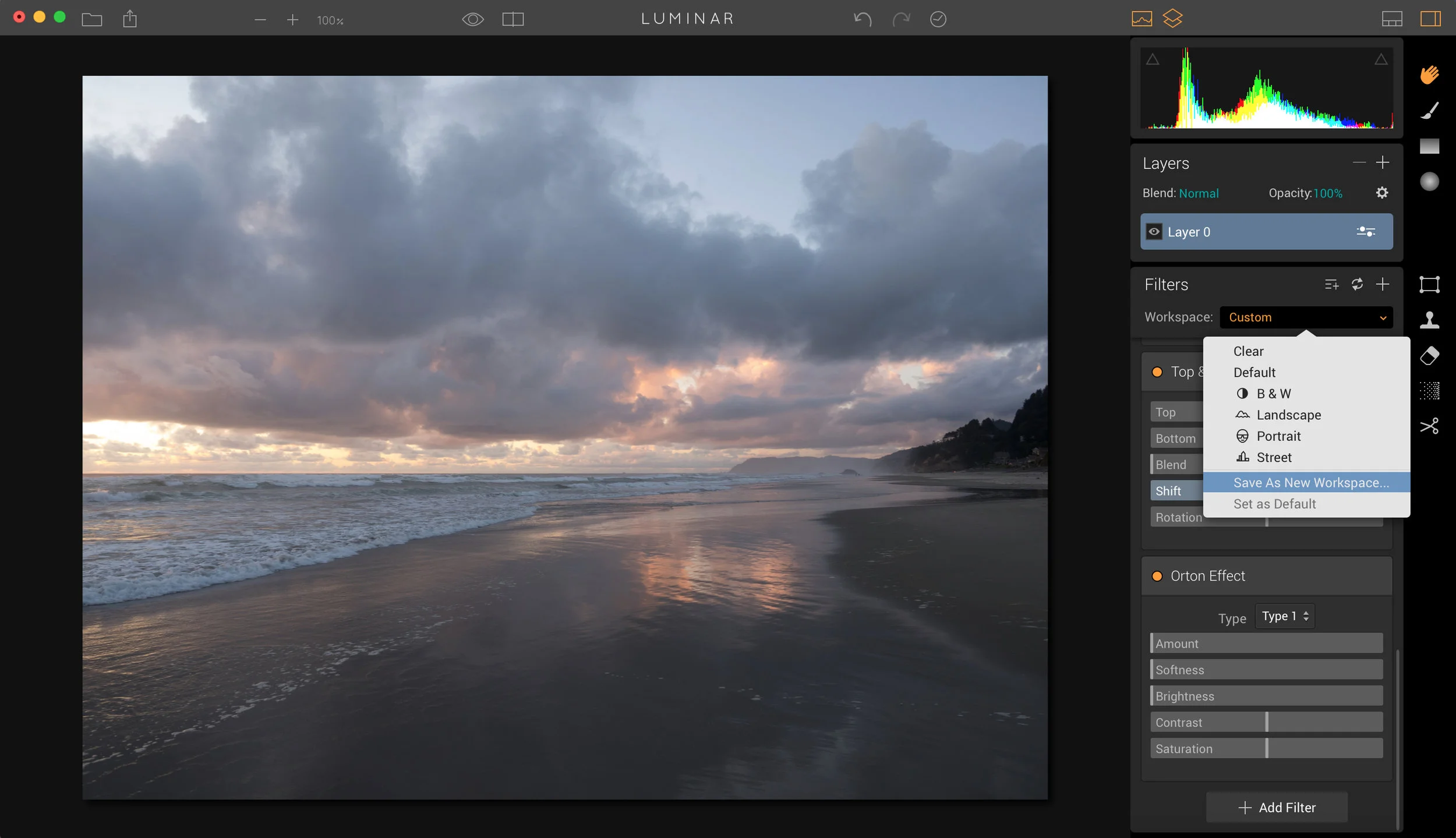 If you decide this collection of filters is one you would return to again and again, then just go to the drop down menu and save it as a new workspace.