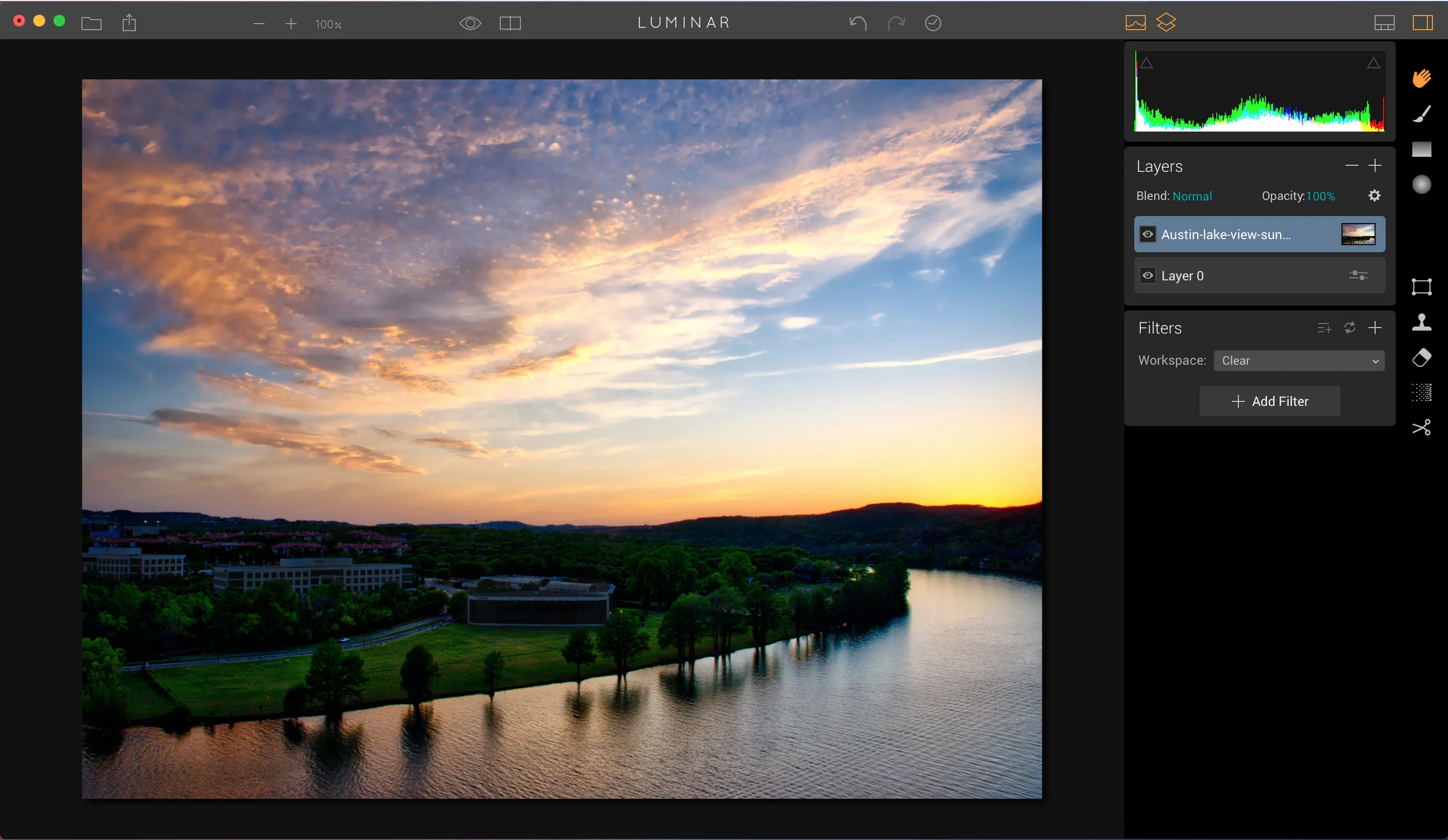 Here is the new sky file, laid on top of my base image. This is layer 1 and it completely covers the base image when loaded.