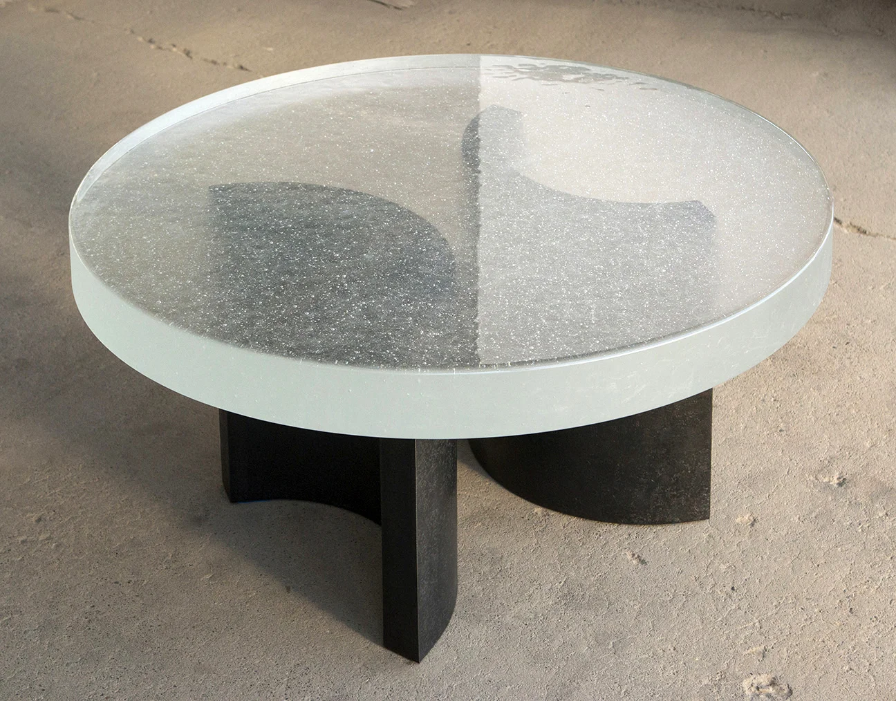 Cast Glass & Textured Steel Table