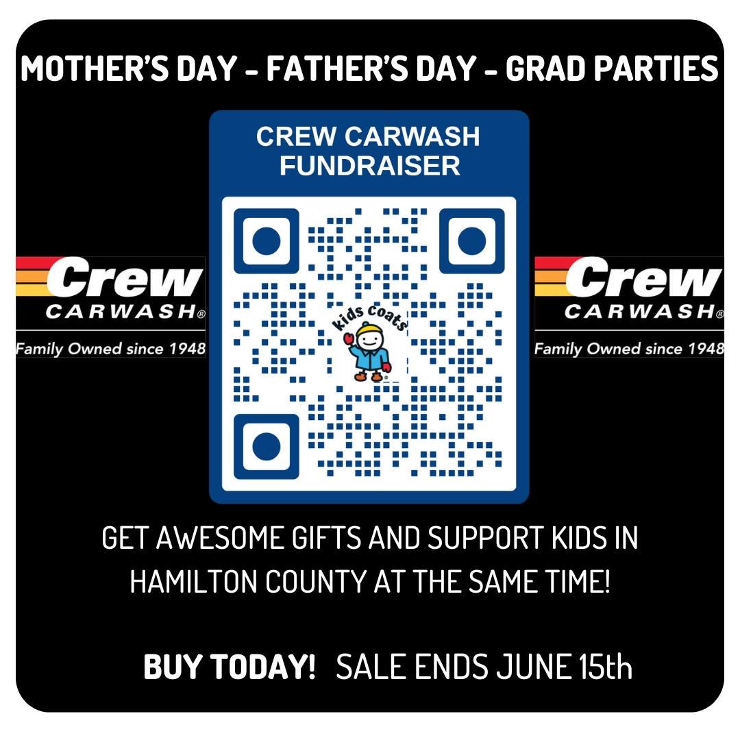 It's that time of year: Mother's Day🌸- Father's Day🛻 - Graduation Parties🎓️and you need a gift. How about giving a gift that EVERYONE will love: a Crew Carwash (or several😁). 50% of the proceeds go directly to helping kids in Hamilton County stay