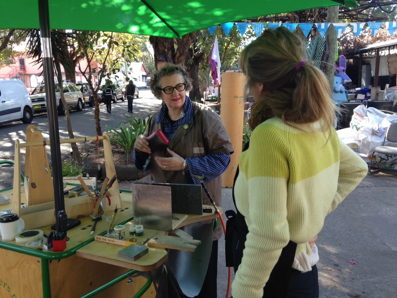 Reversed Garbage  Kirsten tells us the story about her engagement ring. It was made from a tentpole and polished in toothpaste by her husband Steve. When it broke from wearing it for many years - she put it in her wallet where she has keept it ever 