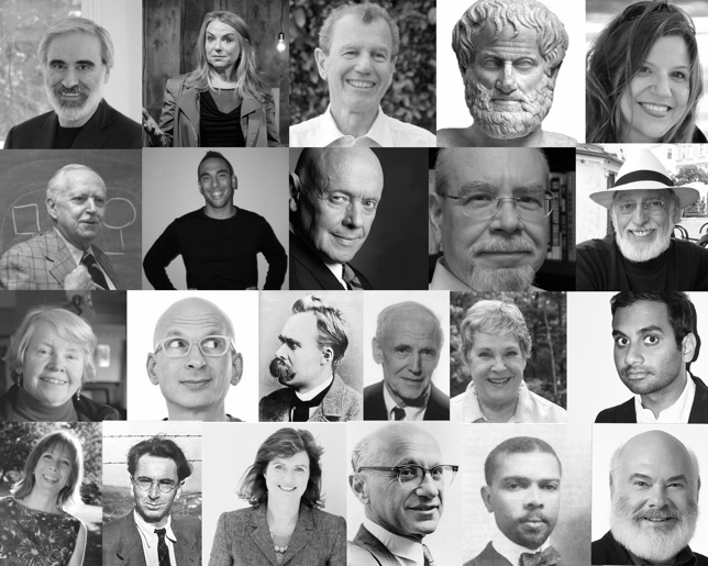 (from left to right): Schnarch, Perel, Freeman, Aristotle, Brighton, bOWEN, Srouji, COVEY, ISRAEL, GOTTMAN, mcgoldrick, godin, nietzsche, toman, gilbert, ansari, Rodden-Robinson, frankl, brown, friedman, johnson, weil