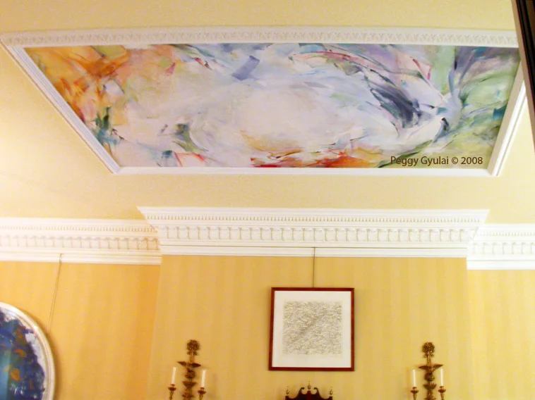 Painting for Philadelphia drawing room ceiling (with nearby Joan Mitchell tondo)