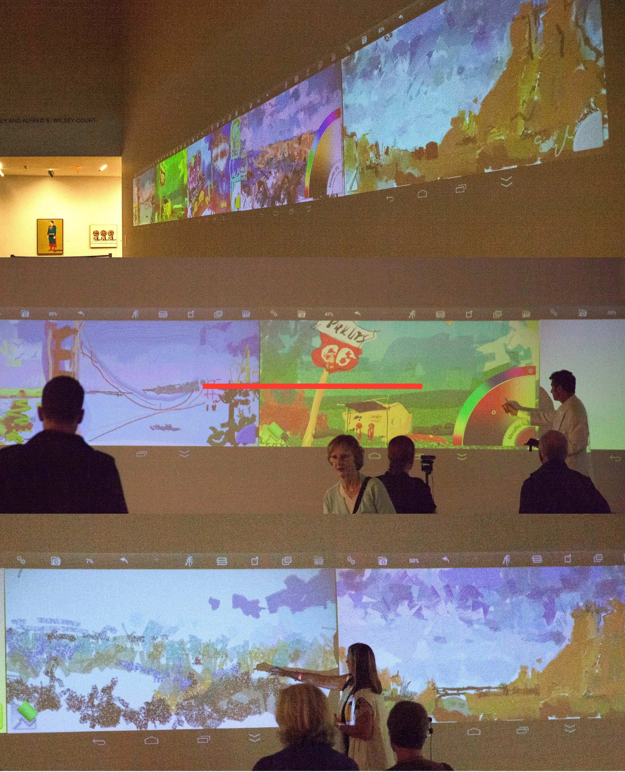 60 foot light painting performance using the Touchjet POND interactive projection system and the virtual painting app ArtRage - in Wilsey Court with artist Jeremy Sutton on 10/07/2016