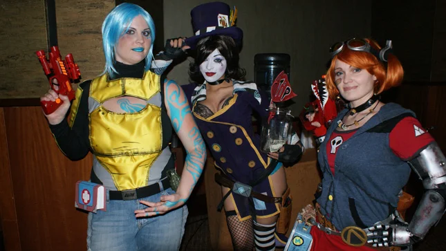 a Borderlands group: (L-R) Maya, Mad Moxxi, and the Mechromancer