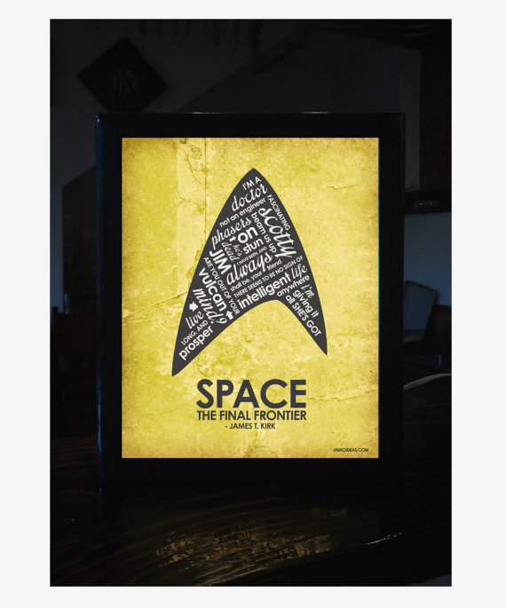 Star Trek Quote Light Box - lit up! Picture from https://www.etsy.com/shop/UnikoIdeas