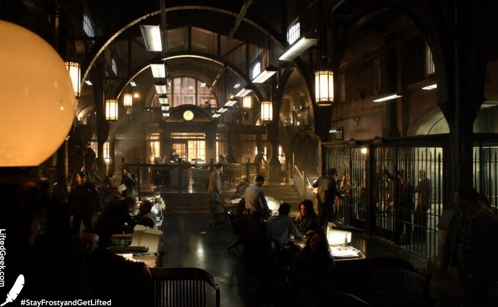 inside the GCPD. Really plays up that dark atmosphere Gotham is known for
