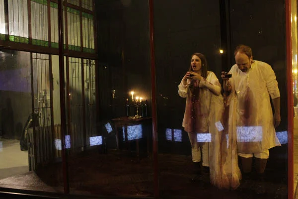 Still from live performance "For Health and Strength (Saviors)," 2011 (with Mark Jeffery)