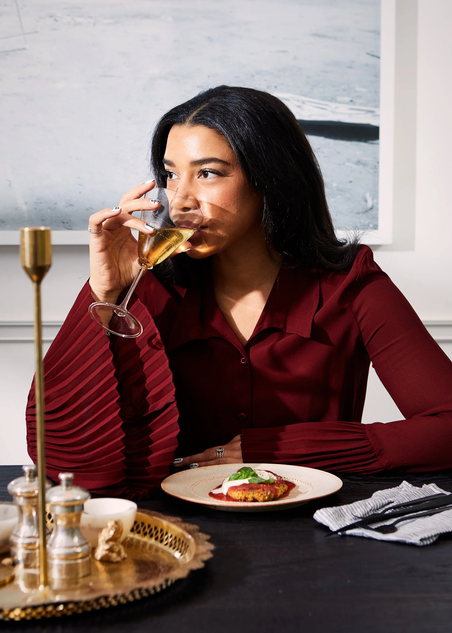 Hannah Bronfman Drinking Wine