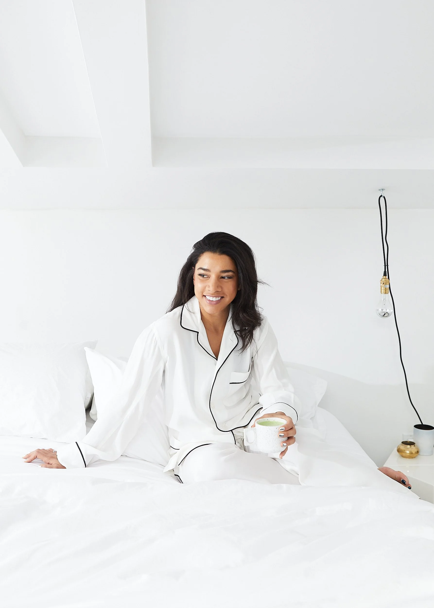 Hannah Bronfman Drinking Morning Matcha