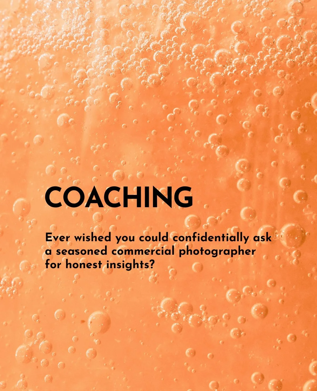 Ever wish you could confidentially ask a seasoned commercial photographer for honest insights on shooting tips, business strategies, career advice, or client management? I offer personalized 1:1 coaching to help you navigate the complexities of the p