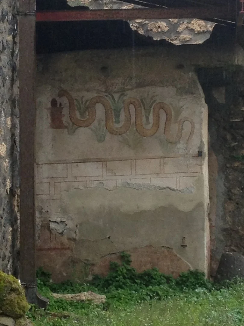 Snake Worshipping Omphalos Pompeii Fresco