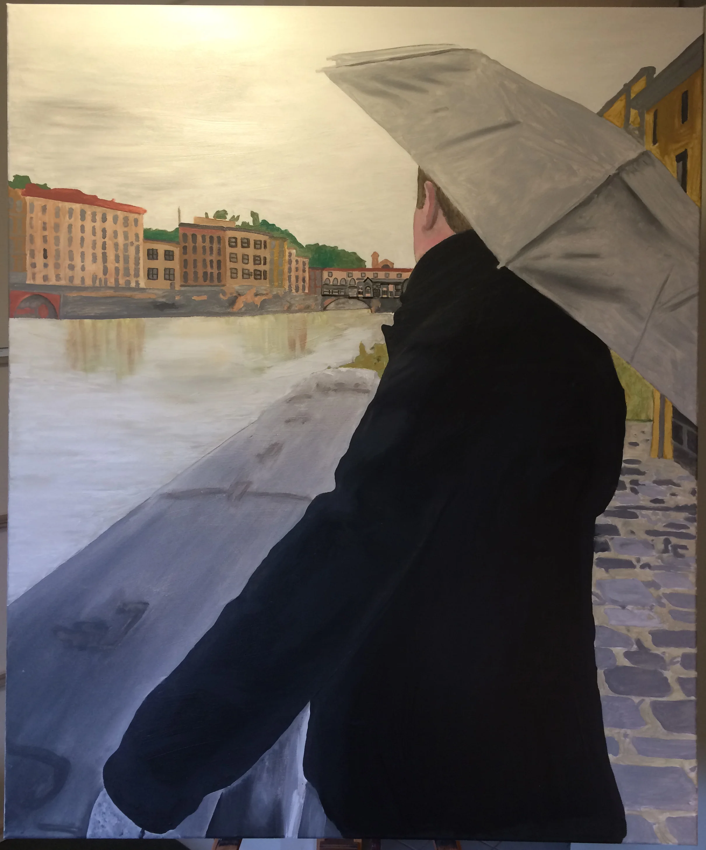 Jesse Waugh Rain at the Arno 2014 Oil on canvas