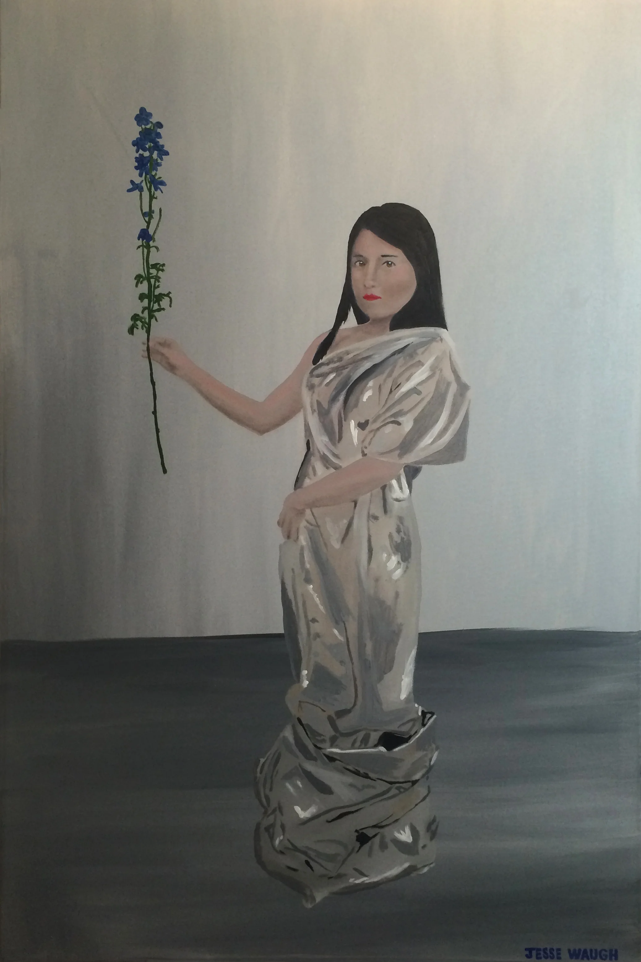 Jesse Waugh Olivia Delphinium (Portrait of Hyunjeong Kim 김현정) 2014 Oil on canvas