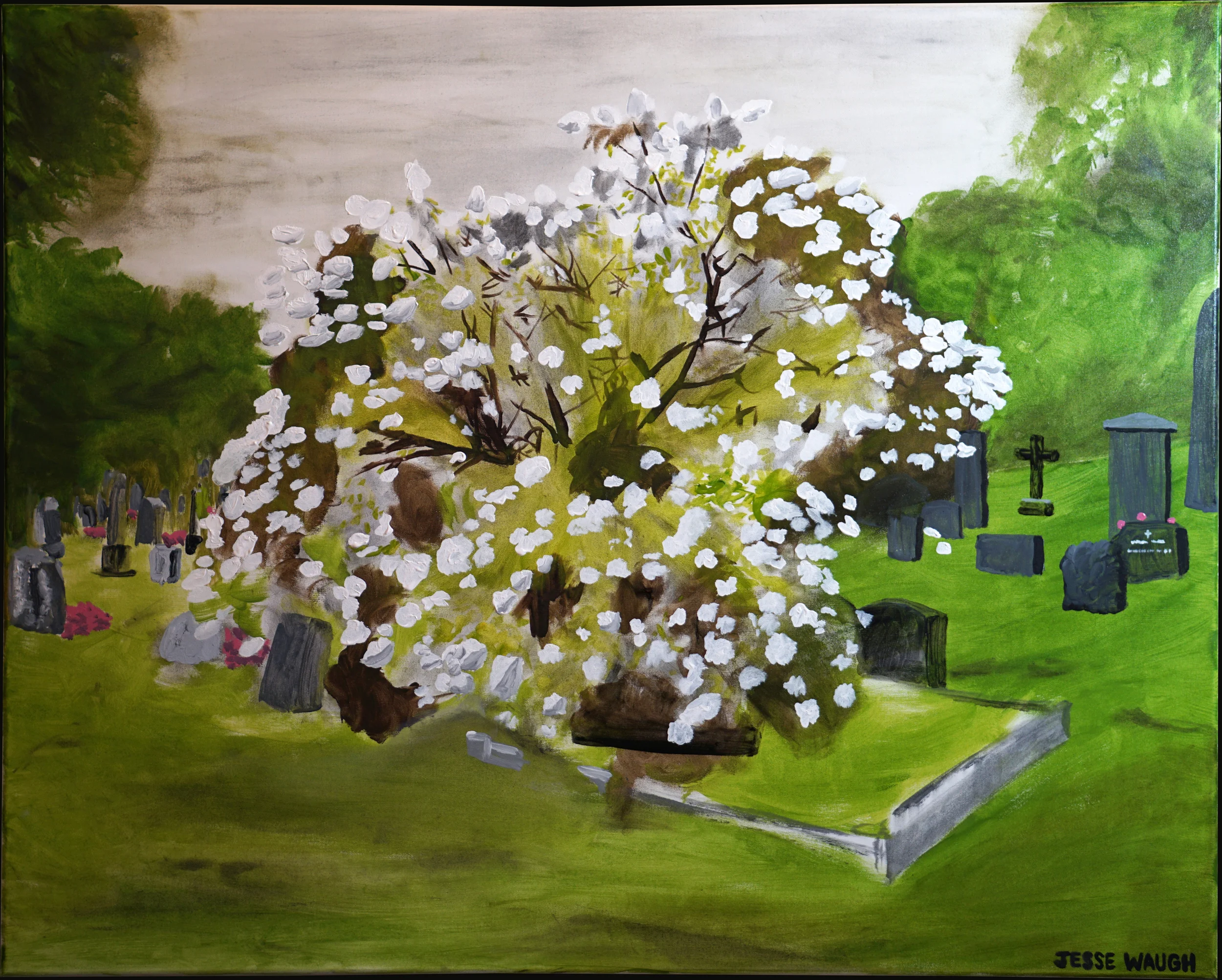 Jesse Waugh Flowering Tree near Munch's Grave 2014 Oil on canvas