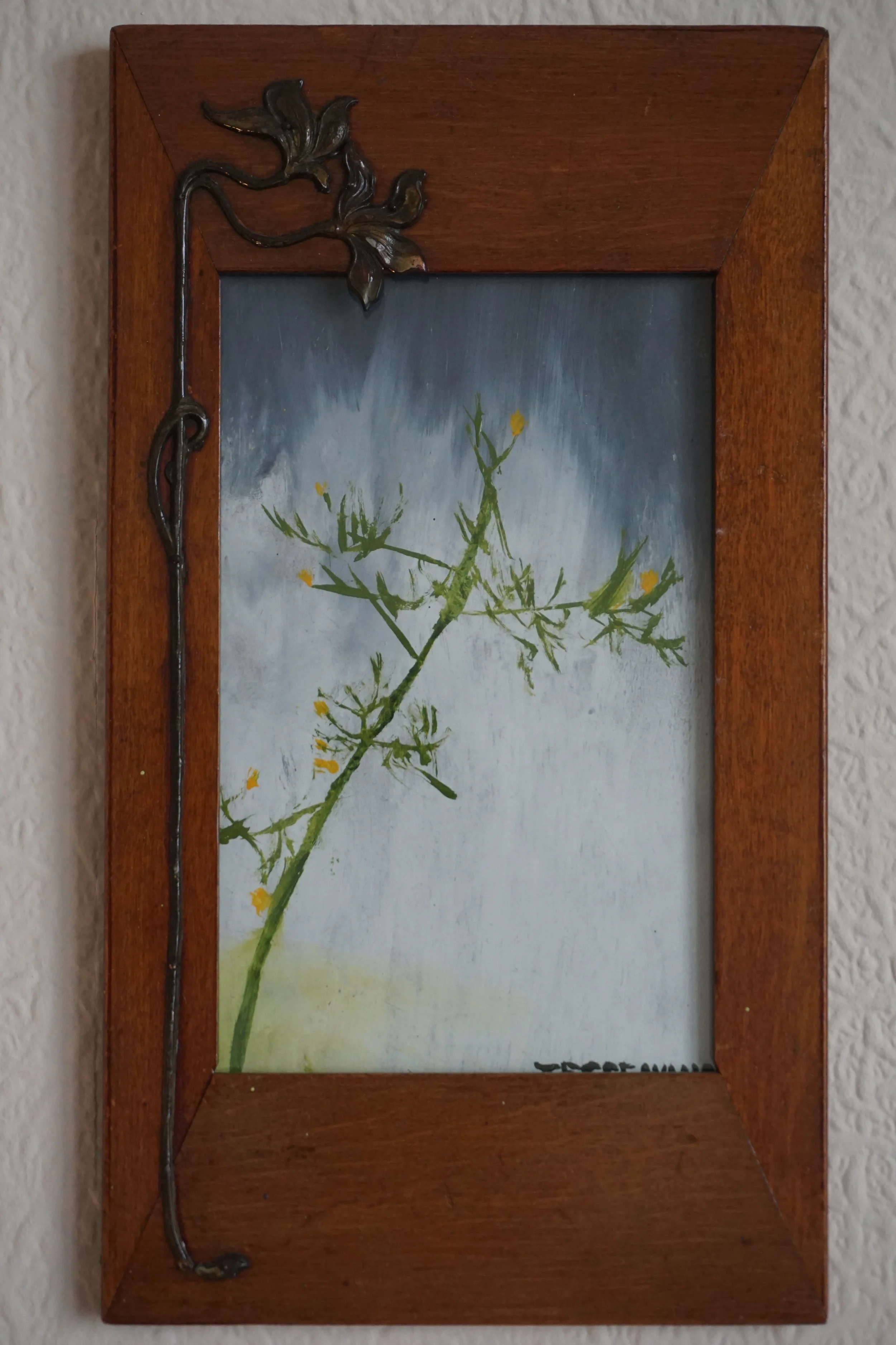 Wall Lettuce in the Rain with antique Art Nouveau frame