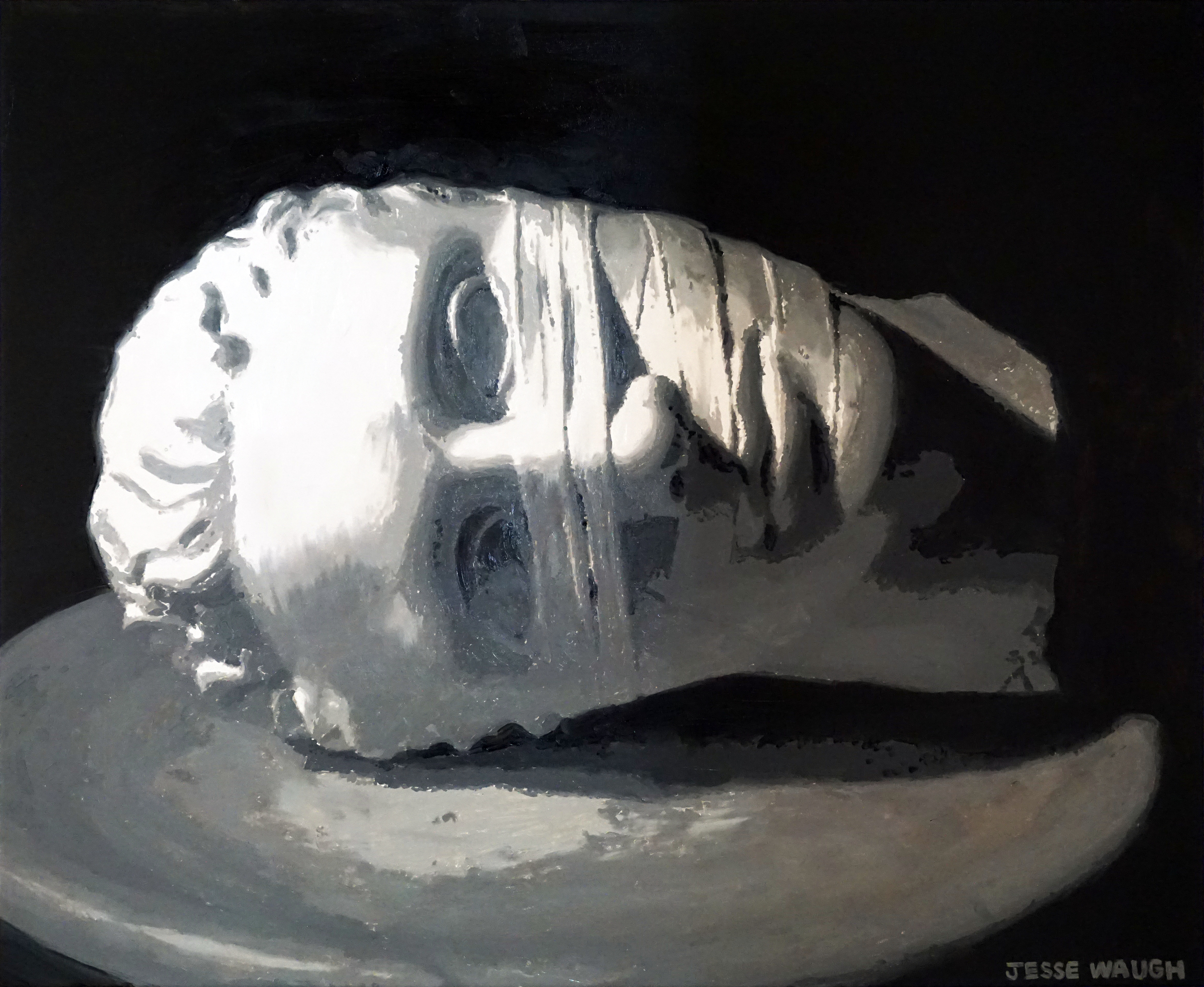JESSE WAUGH HEAD OF JOHN THE BAPTIST (AFTER IGOR MITORAJ) 2016 OIL ON CANVAS 73 X 60 CM