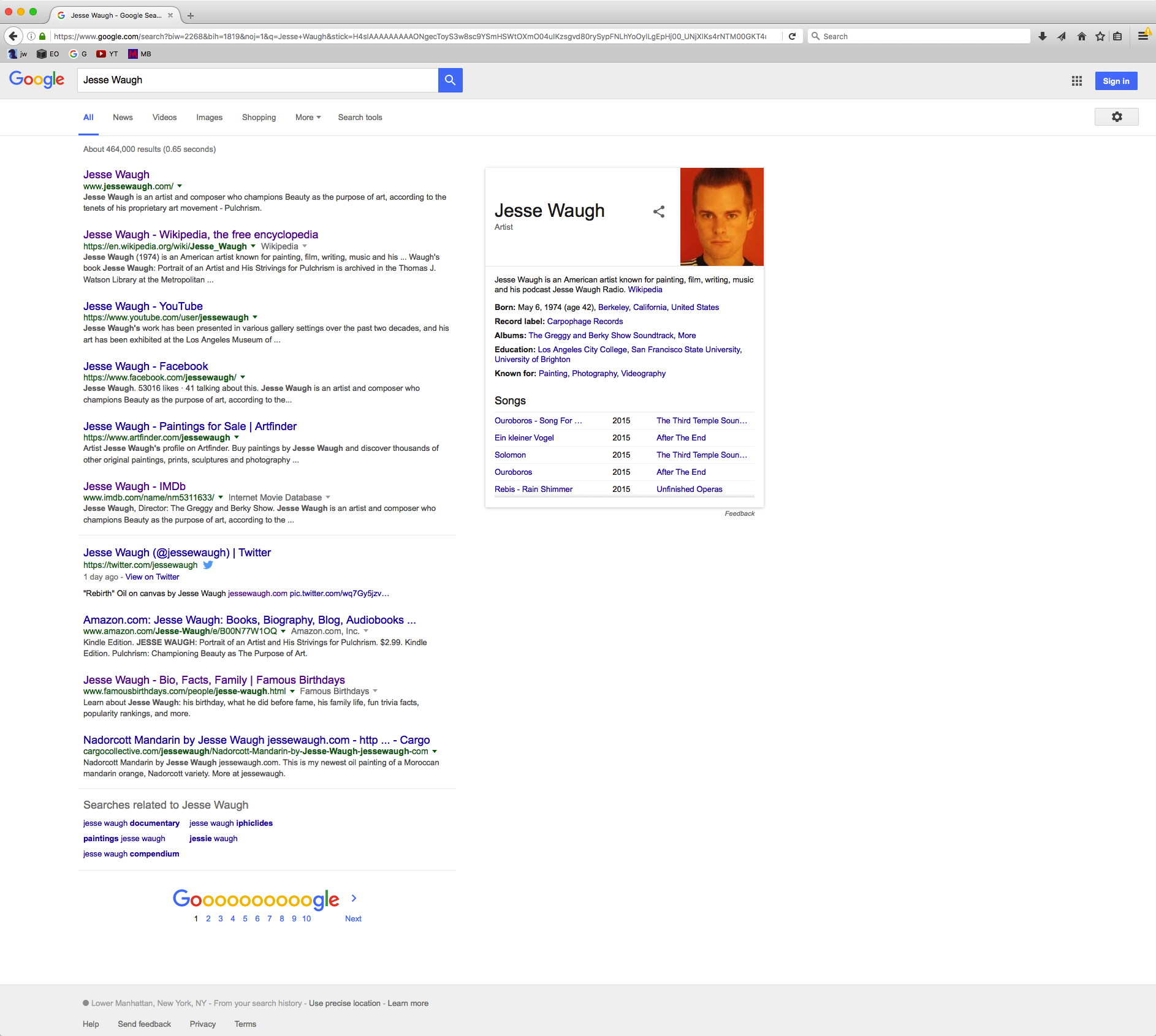 Google Knowledge Graph for 'Jesse Waugh'