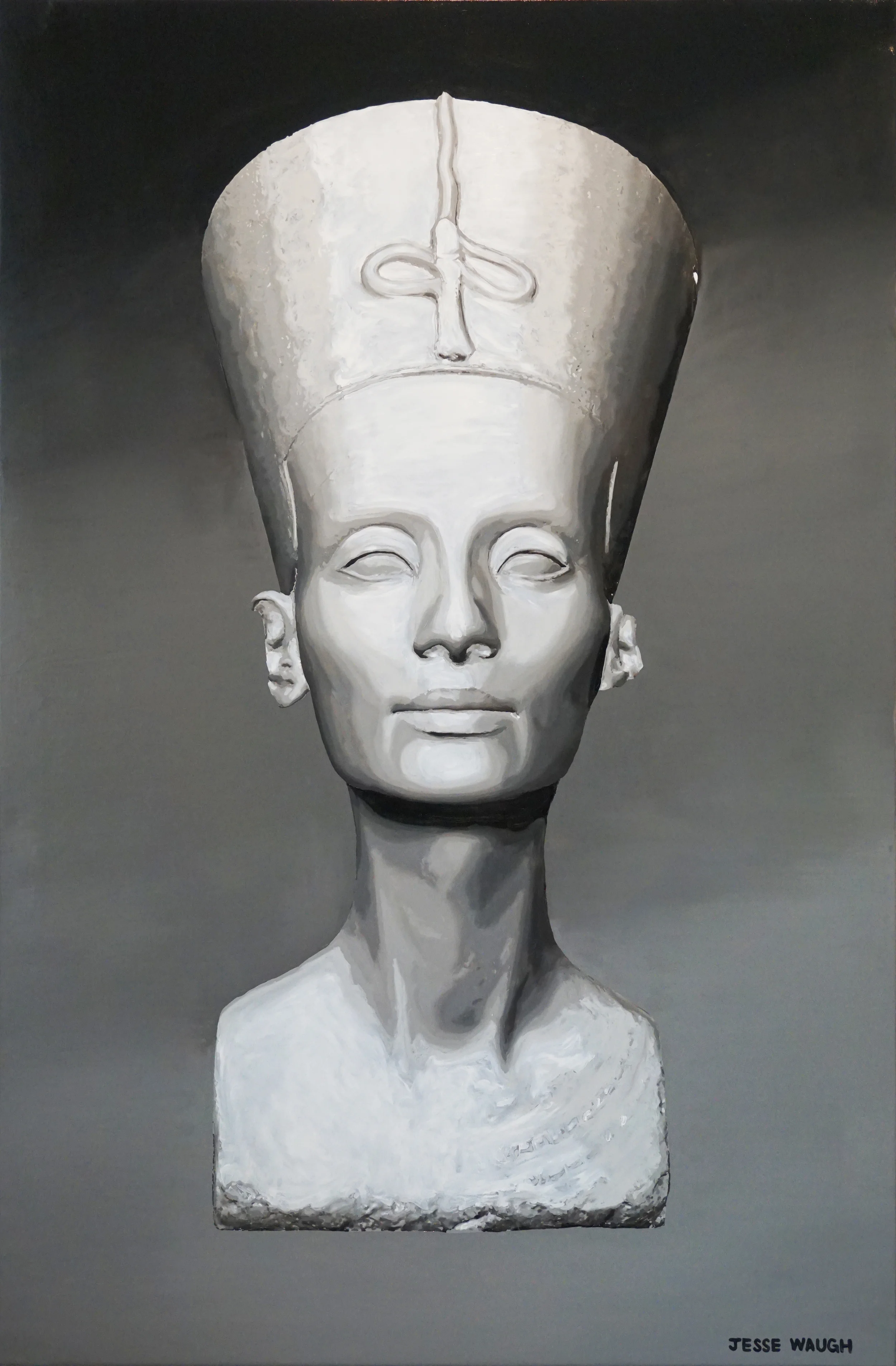 JESSE WAUGH THE BEAUTIFUL ONE (BUST OF NEFERTITI) 2016 OIL ON CANVAS 97 X 146 CM