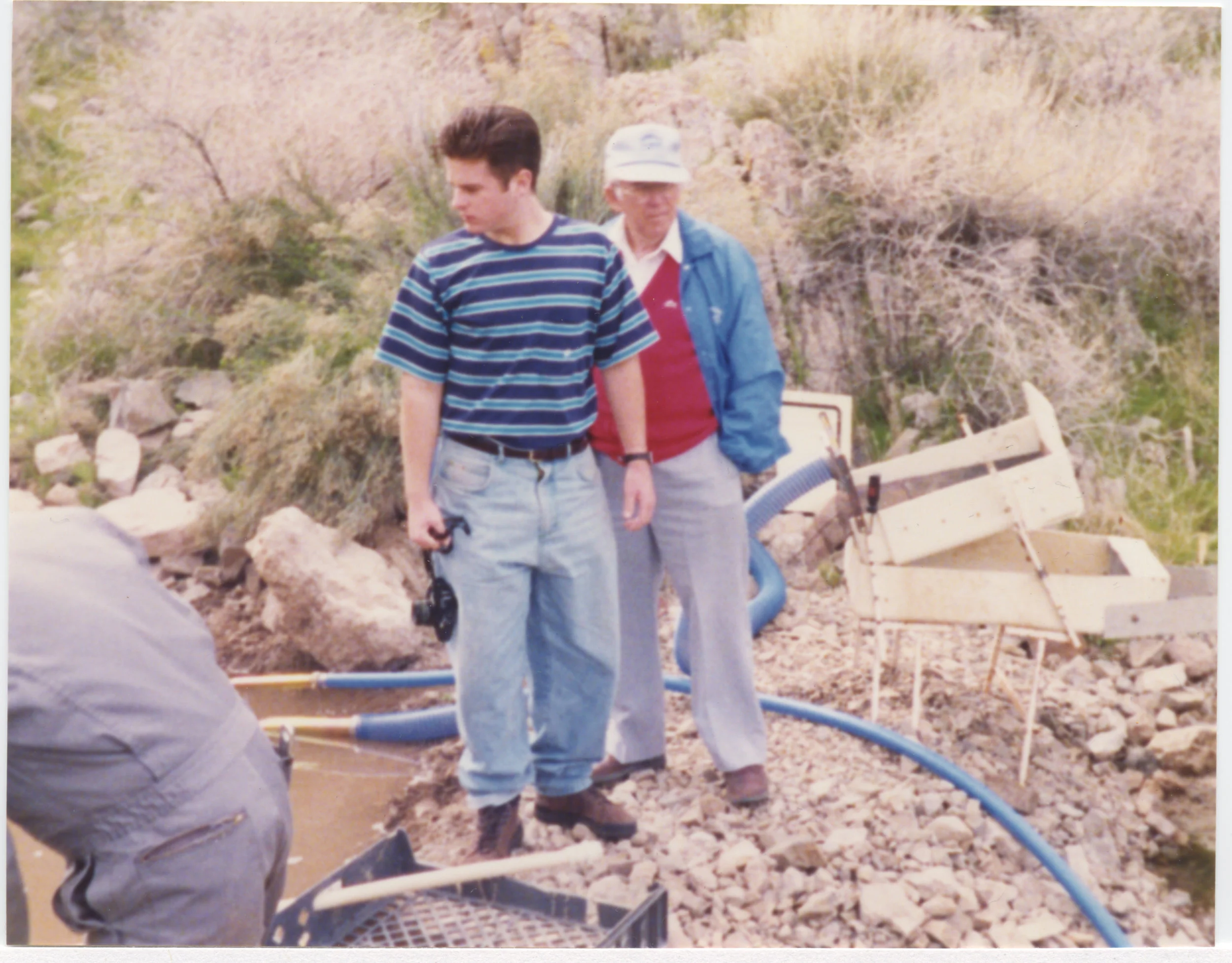 Jesse Waugh with his maternal grandfather Leo Jesse Coleman at a gold mine in Arizona, 1992