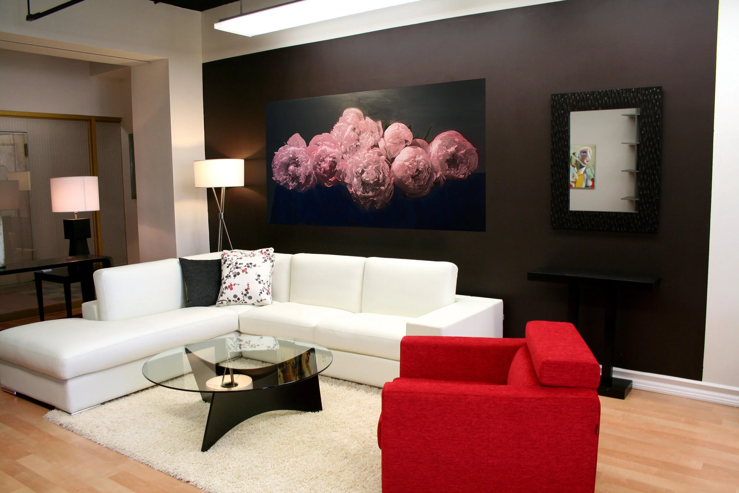 Peonies Faith in suggested environment . Shown approximate size in virtual environment.