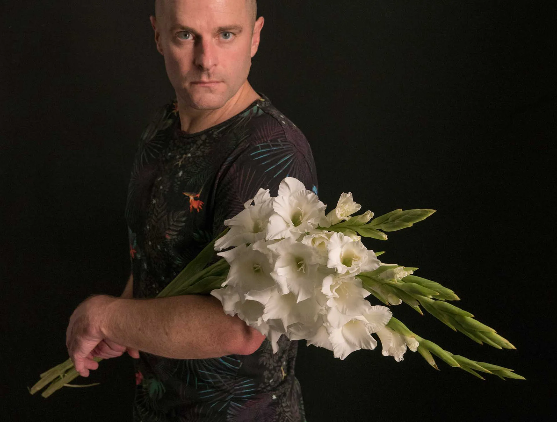 Jesse Waugh with gladiolas