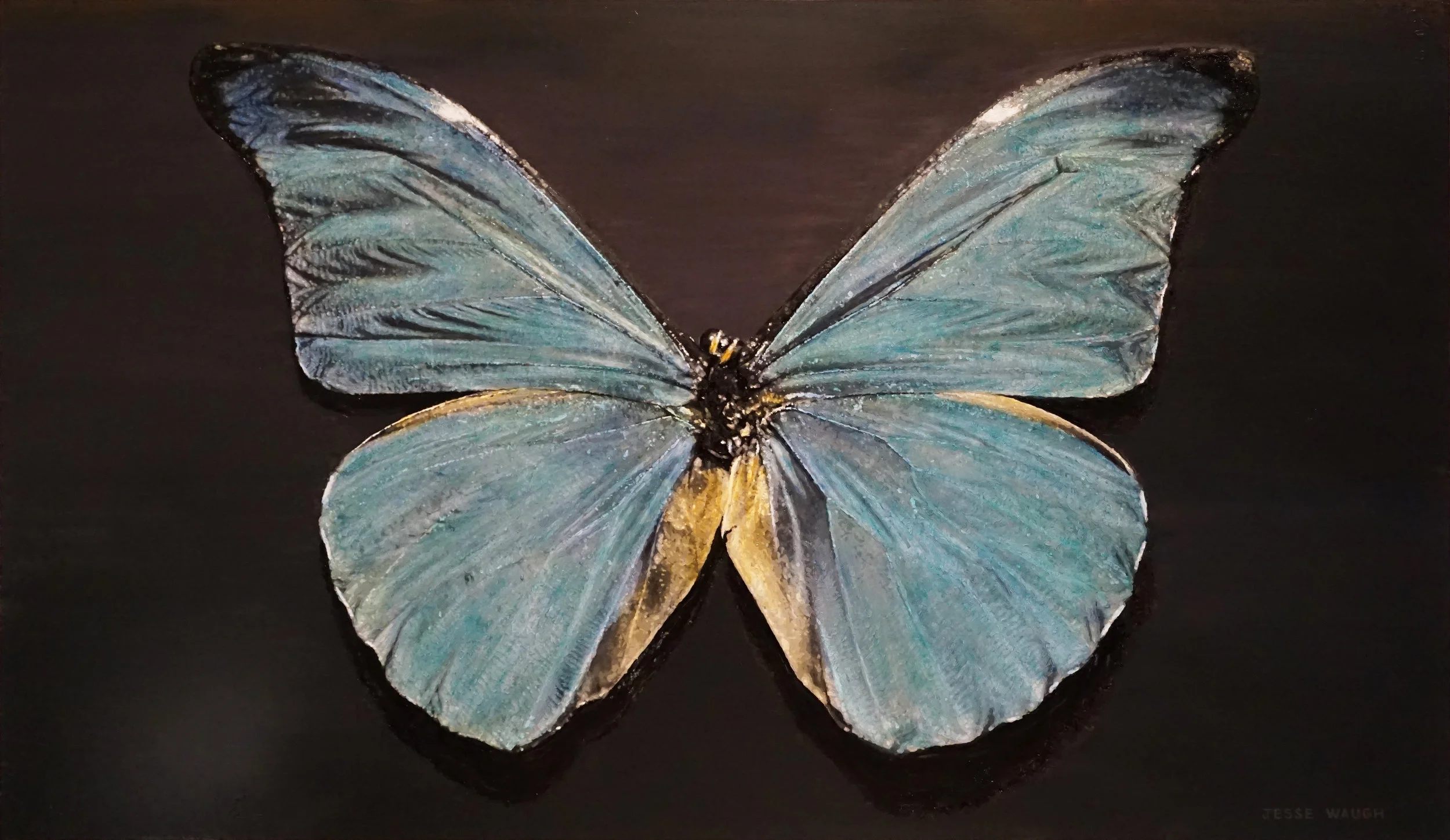 JESSE WAUGH MORPHO RHETENOR CONGEAL 2016 OIL ON CANVAS 195 CM X 114 CM