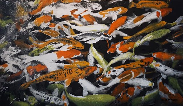 &ldquo;Koi Rush&rdquo; Oil on canvas by Jesse Waugh (link in bio) 195 X 114cm