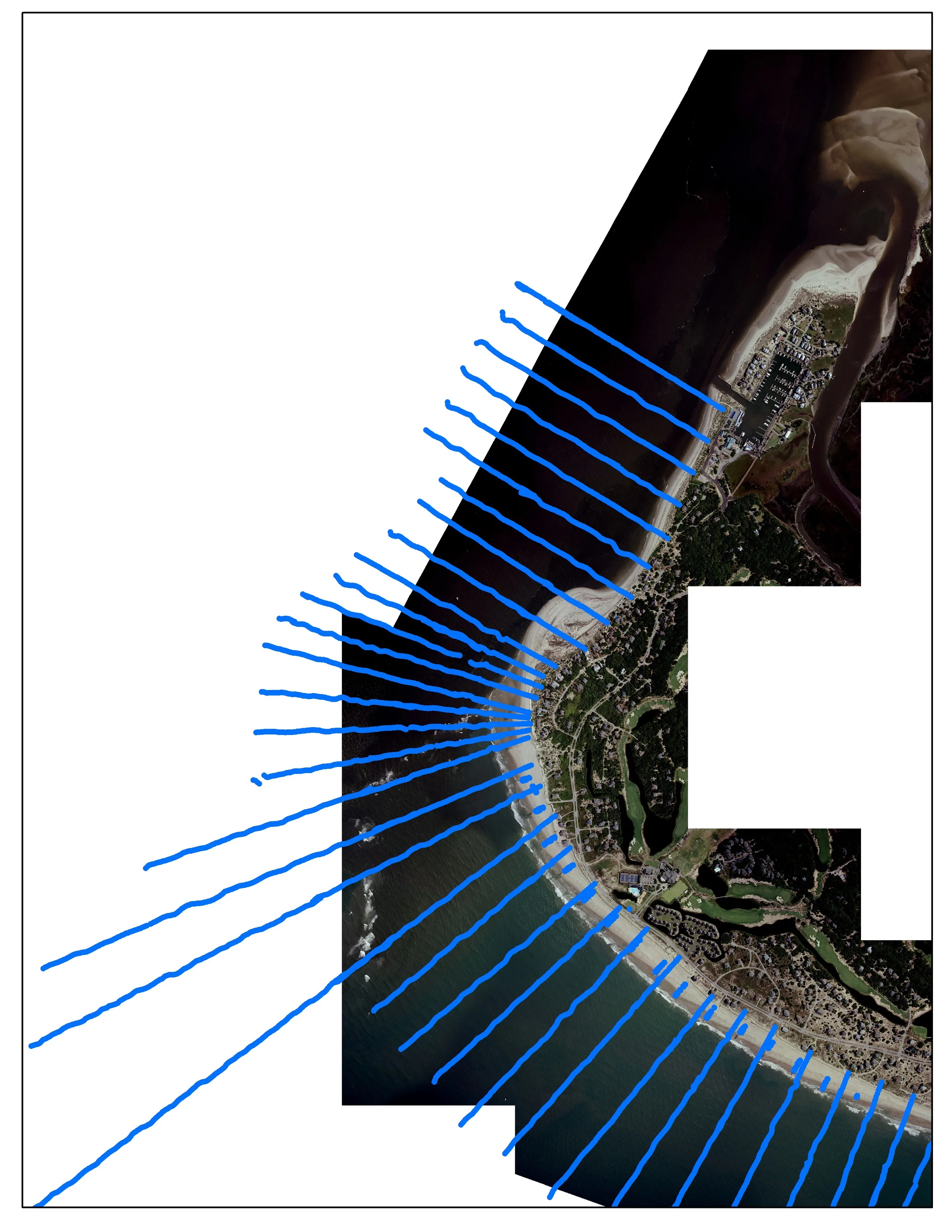 Beach and bathymetry profiles​ (blue) with 6 inch aerial photography