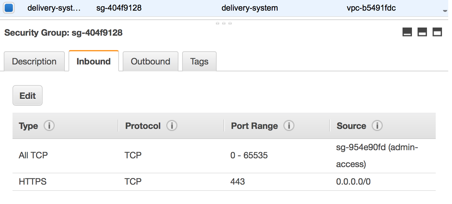 delivery-system security group