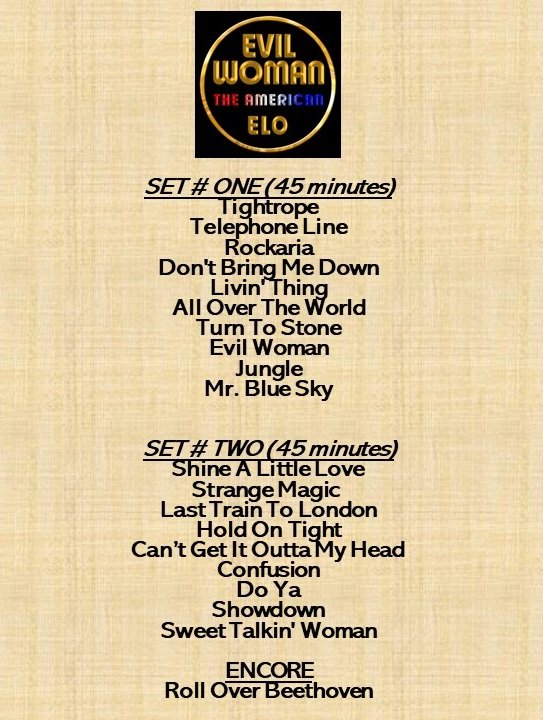 EVIL WOMAN - American's Premier Tribute to ELO by 826WeillCenter - Issuu