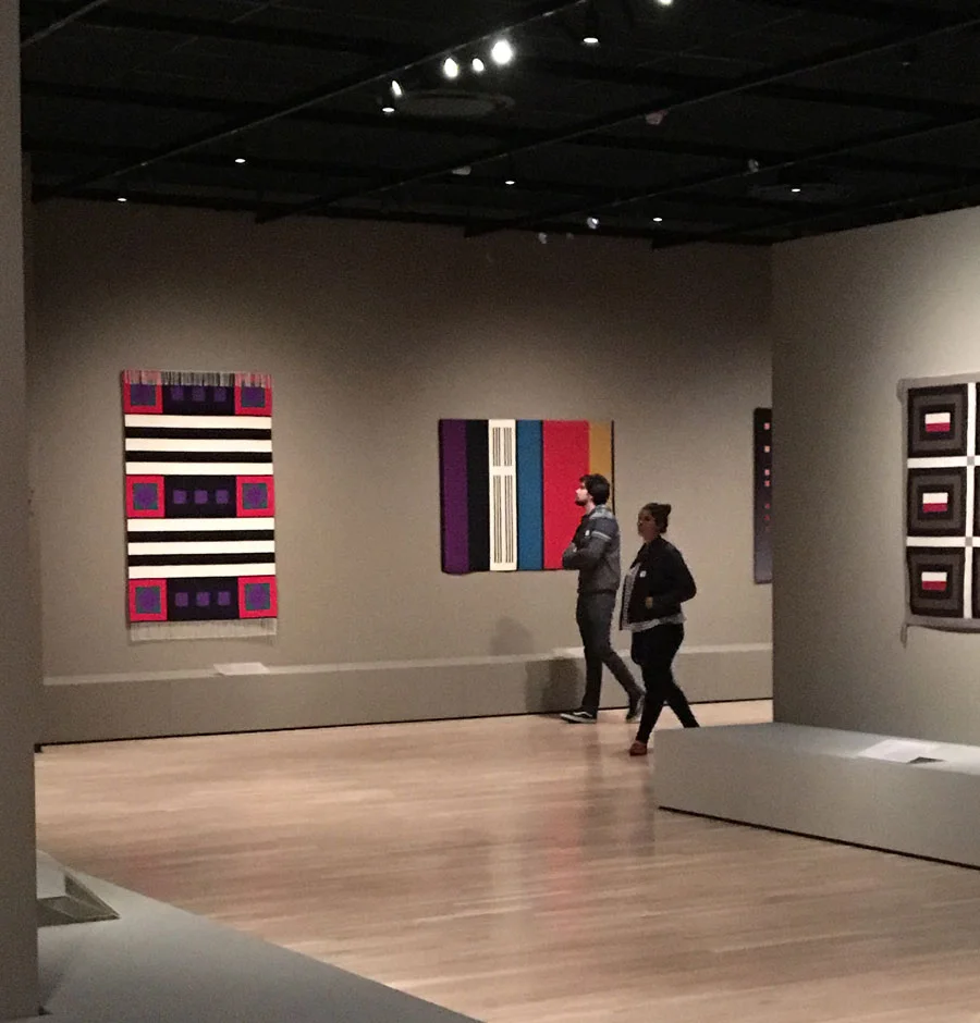 James Koehler, Chief Blanket , collection of the Denver Art Museum. Piece to the right is Ramona Sakiestewa.