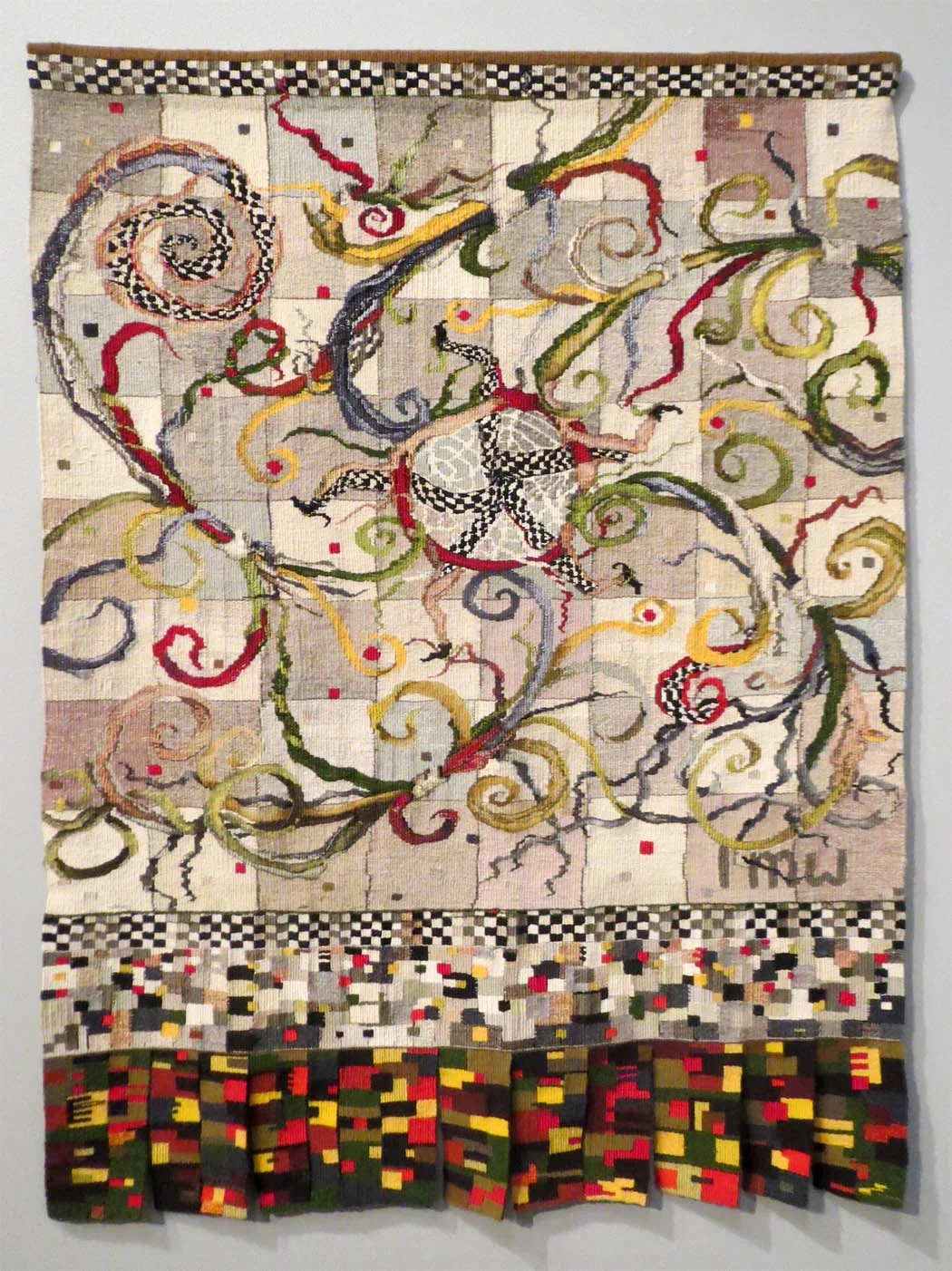 Linda Wallace, The Journey Back, 44 x 33 inches, cotton seine twine warp, wool, linen, cotton, silk weft, tapestry weaving