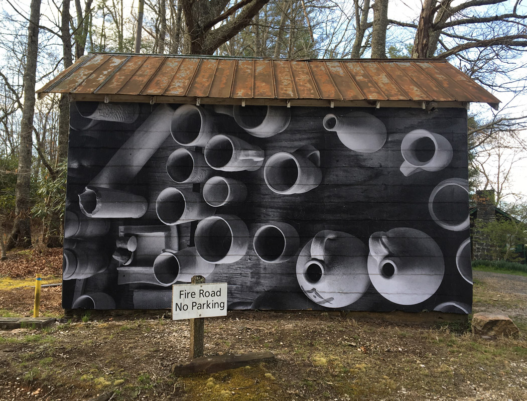 New installation by Chip Thomas. This is a photo mural from photos he took at Penland.