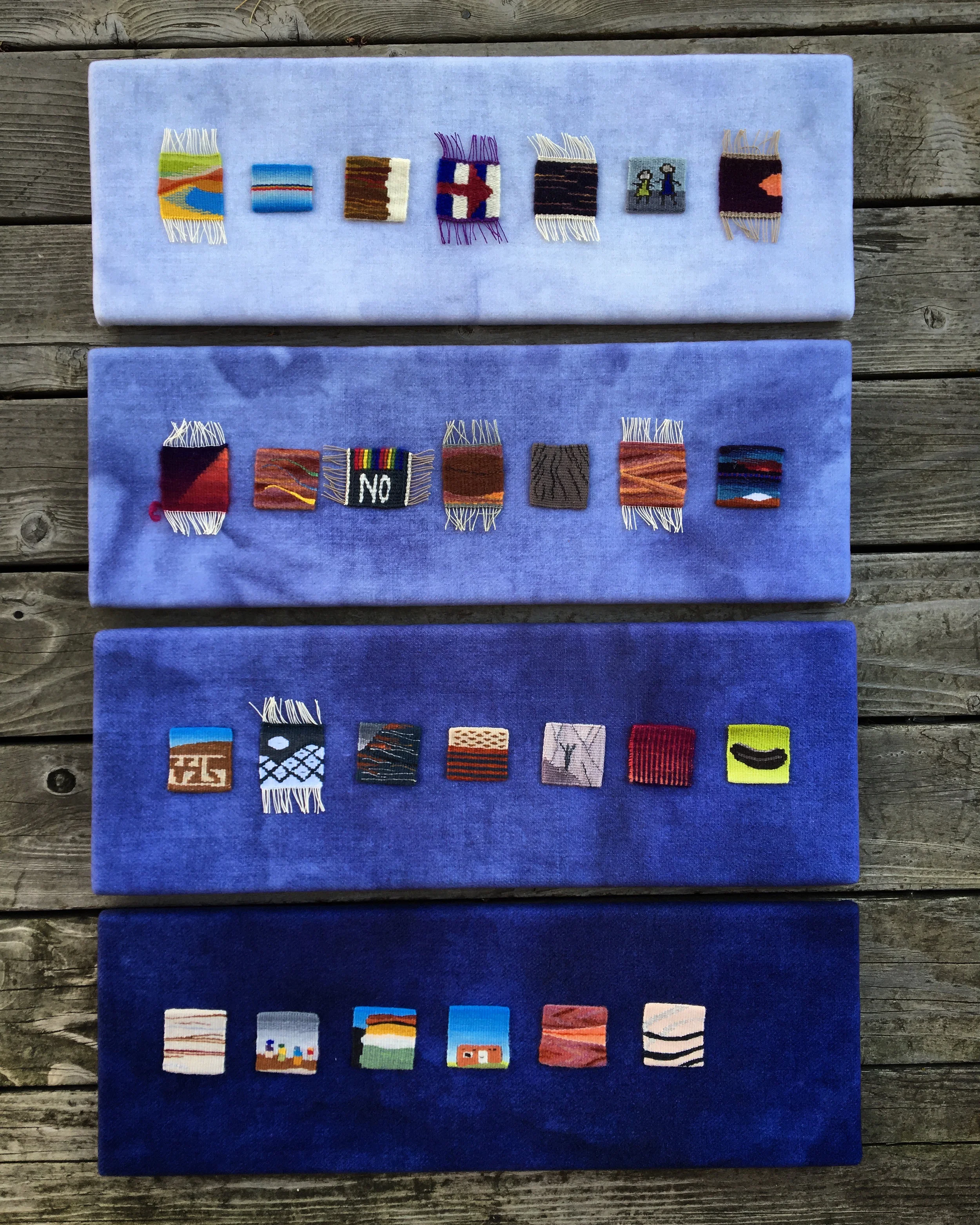 Rebecca Mezoff, The Petrified Forest Tapestries. Twenty-seven 2 x 2 inch pieces.