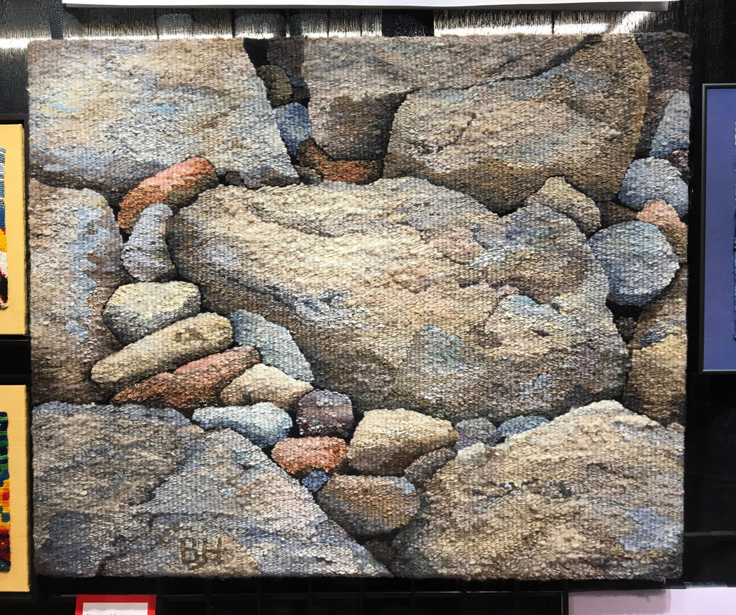 Barbara Heller, Stonewall Blues, as seen in the Fibre Arts Studio booth in the ANWG vendor hall