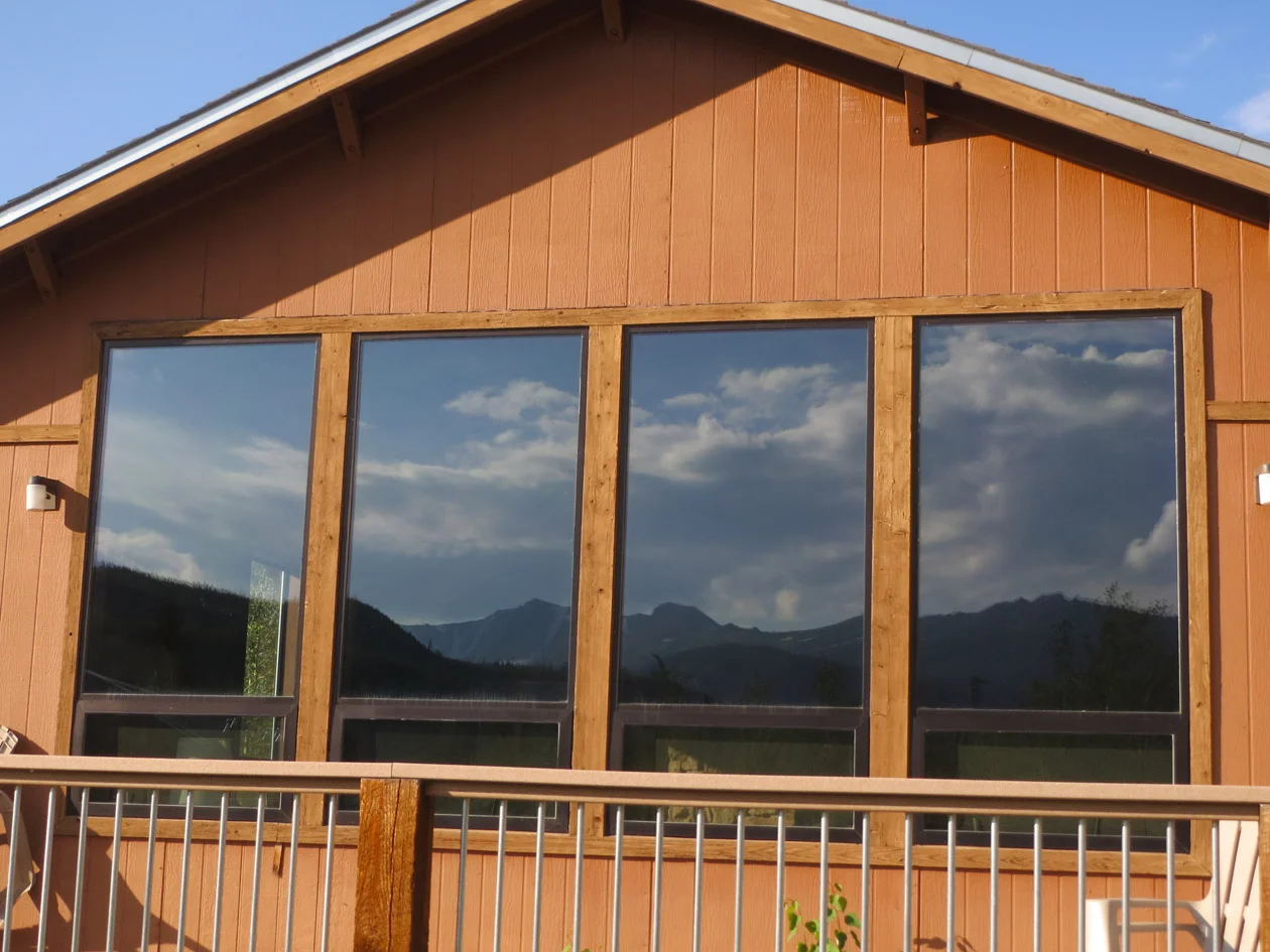 Hotchkiss Lodge, CSU Mountain Campus with reflection of Mummy Range