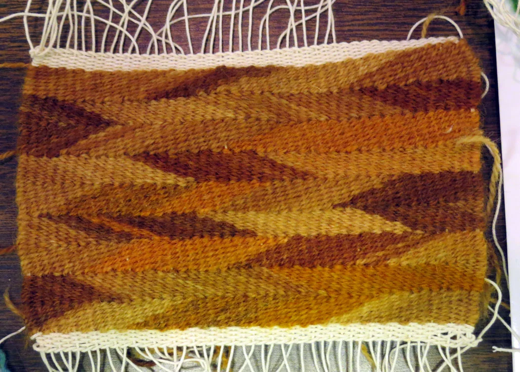 One of Gunnel's wedge weave pieces using naturally dyed yarn