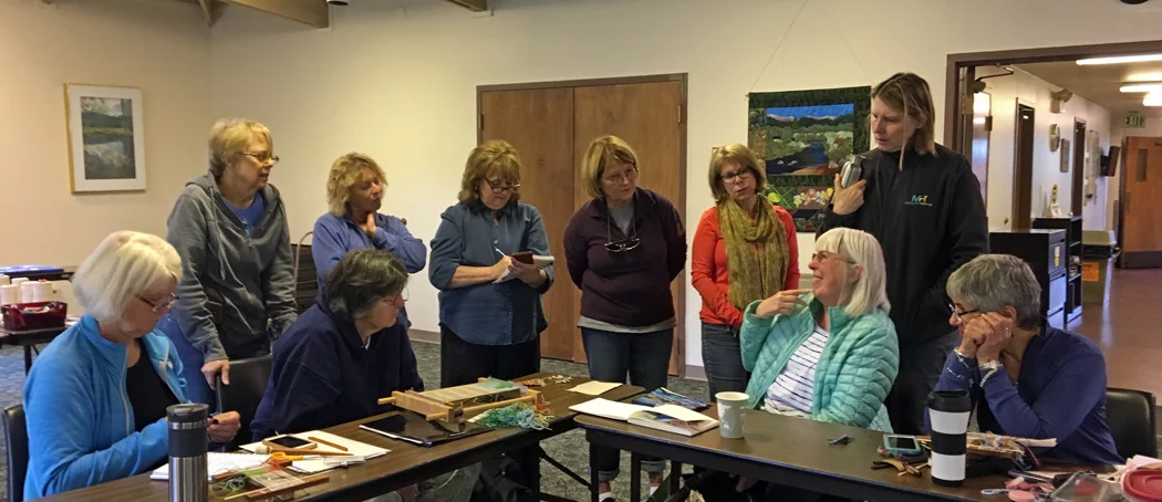 Rereat review: Gunnel, Cynthie, Jane, Beth, Mar, Leslie, Carol standing. Ute, Marilyn, and Paula seated.