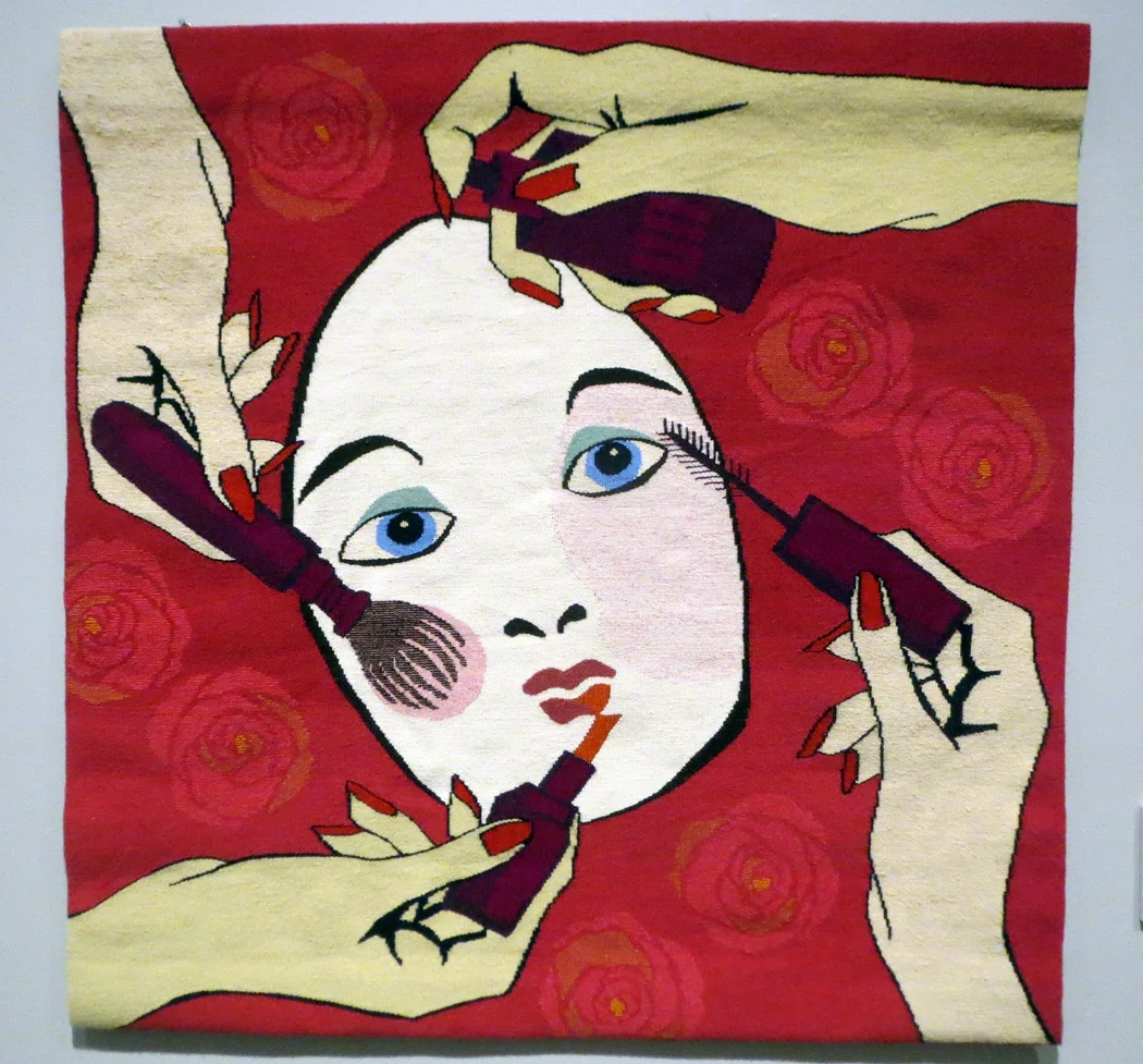 Ulrikka Mokdad, Little Mirror on the Wall, tapestry 33 x 33 inches.