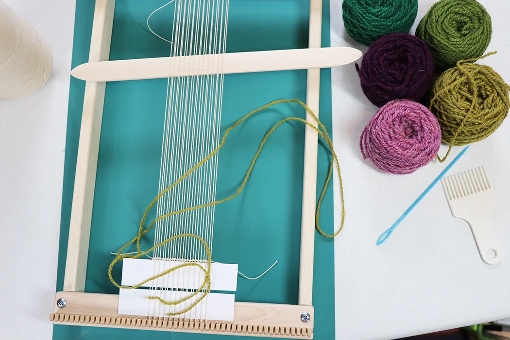 Schacht's Lilli Loom. Sampling for YarnFest 2018.