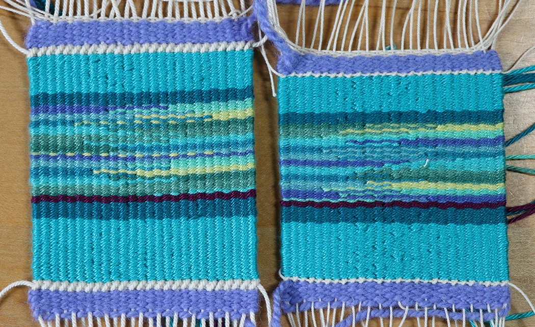 Cascade UltraPima, 100% cotton. 220 yards in 100 g. 8 epi, 12/15 warp left, 12/6 warp right.