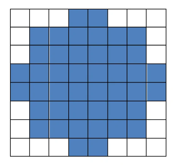 Example of a 2 inch circle woven at 4 epi.