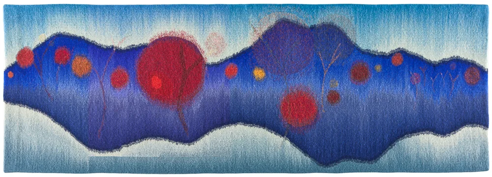 Rebecca Mezoff, Lifelines, 24 x 72 inches, wool and cotton tapestry
