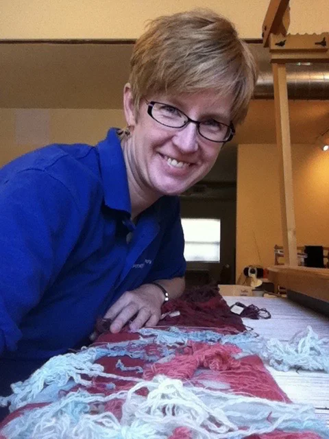 2013: Squeezing in some weaving time at my studio in Santa Fe in the early morning before going to my job as a pediatric occupational therapist. I know because of the polo shirt.